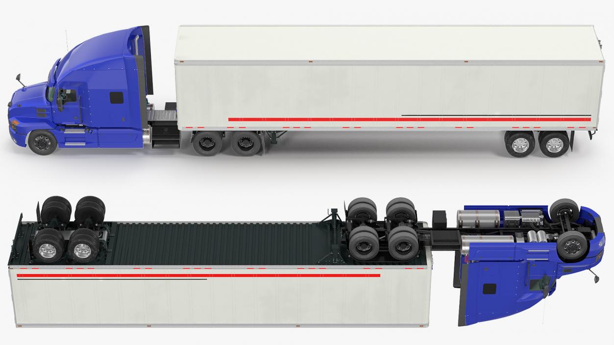 3D Semi Truck with Trailer Generic Rigged model