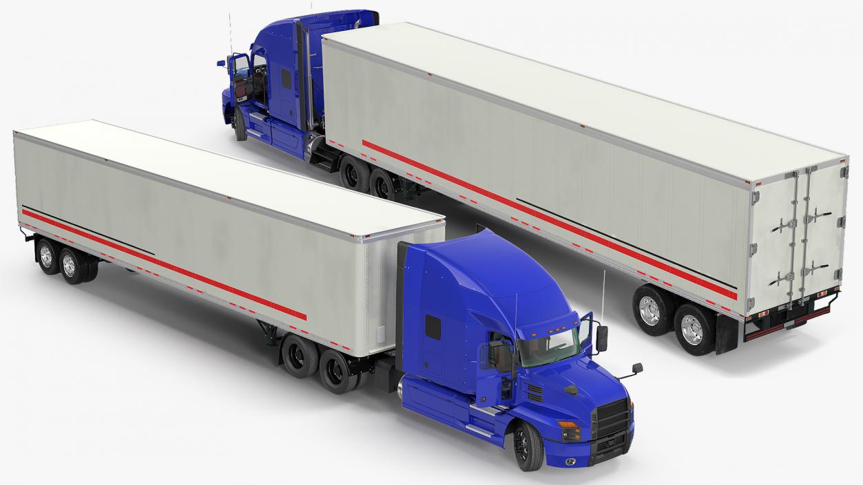 3D Semi Truck with Trailer Generic Rigged model