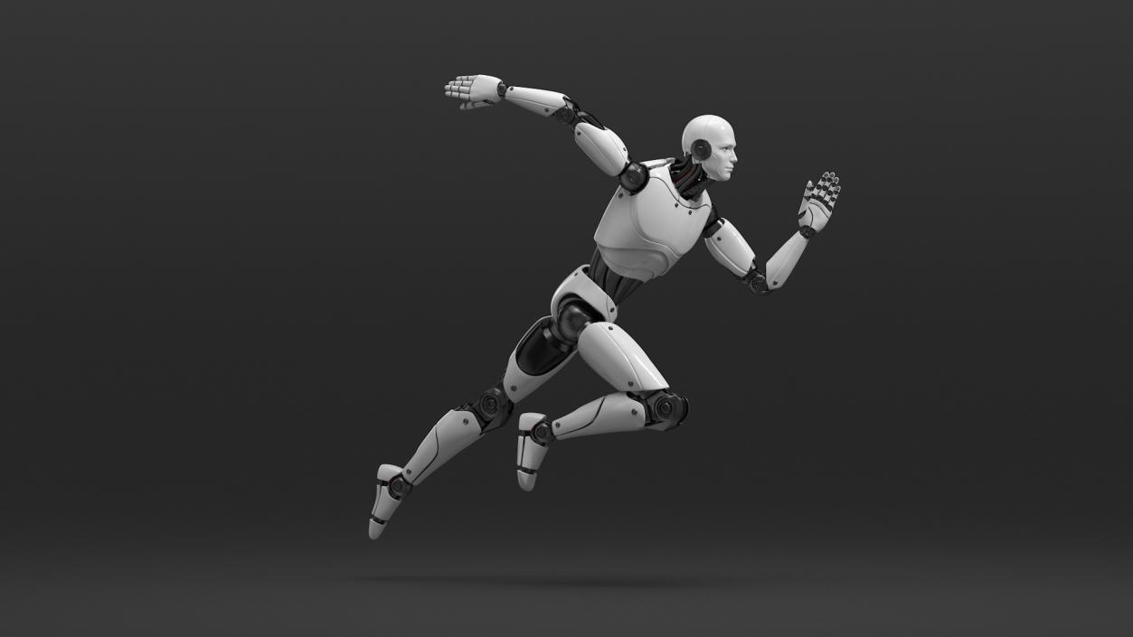 3D Advanced Male Humanoid Robot Running Pose