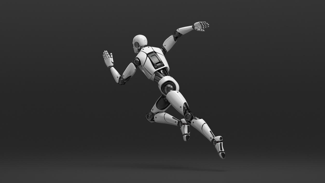 3D Advanced Male Humanoid Robot Running Pose