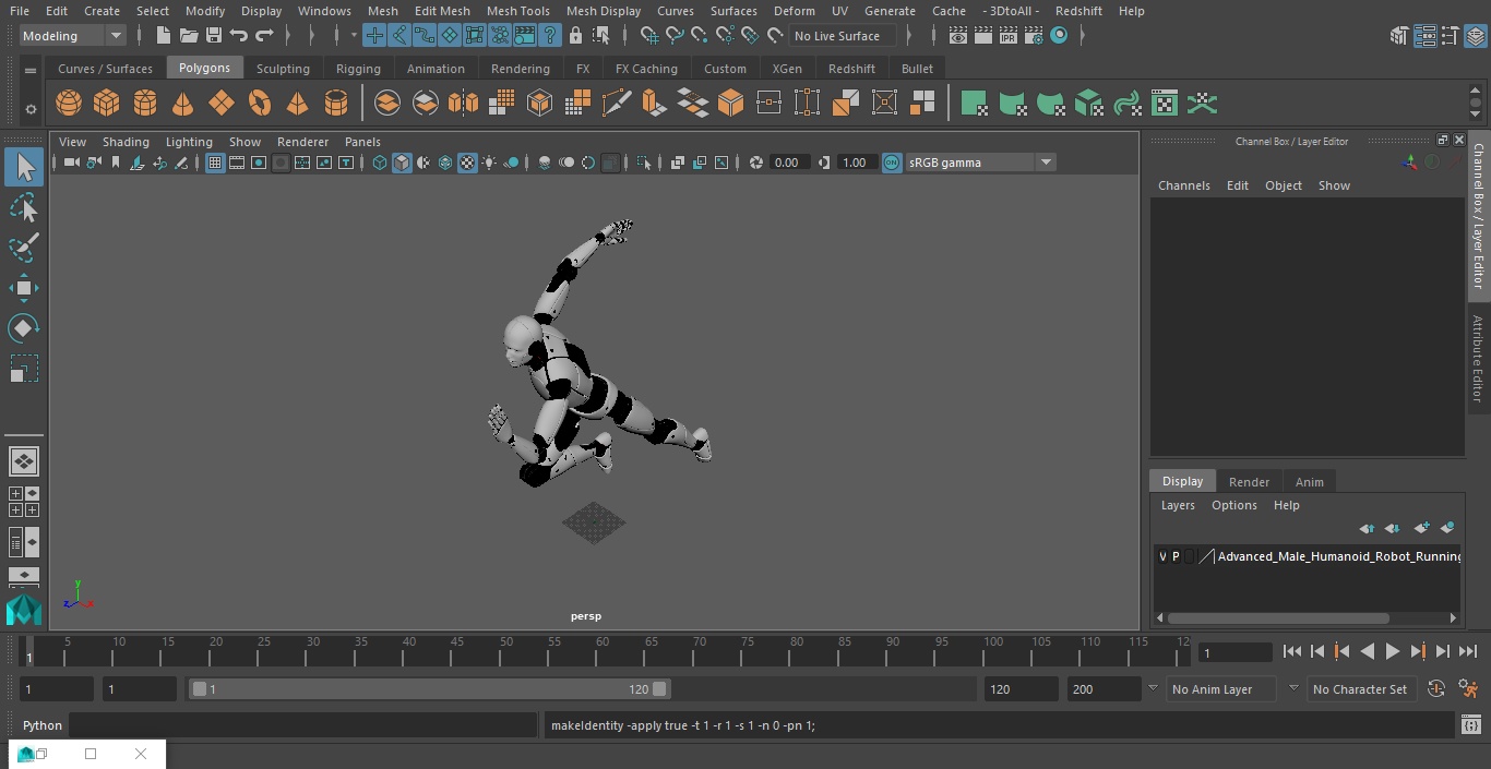 3D Advanced Male Humanoid Robot Running Pose