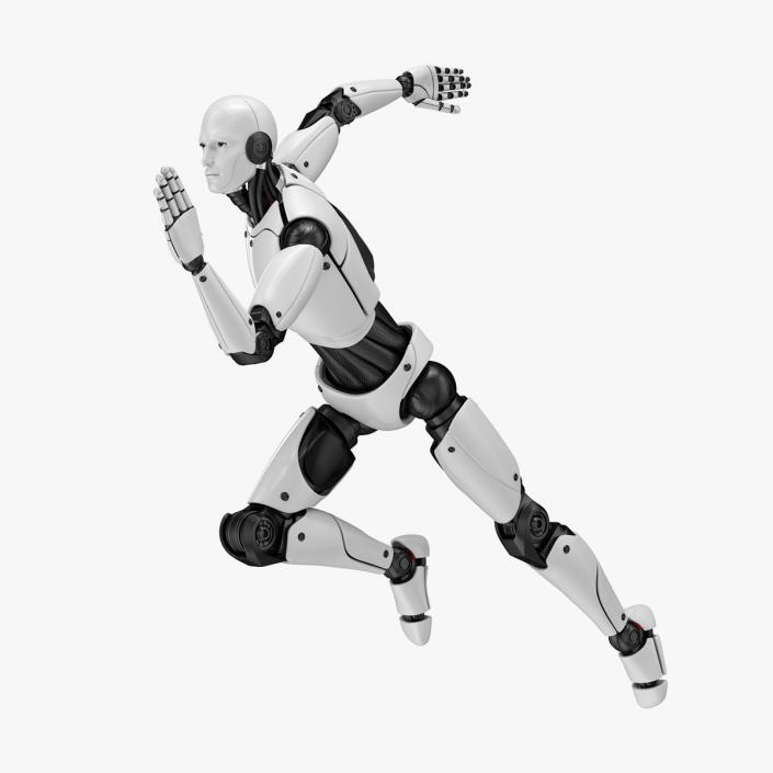 3D Advanced Male Humanoid Robot Running Pose