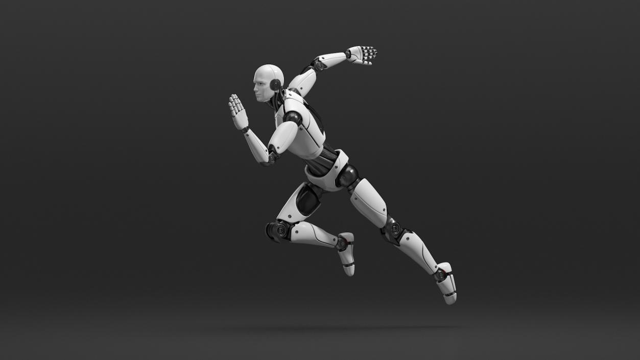 3D Advanced Male Humanoid Robot Running Pose