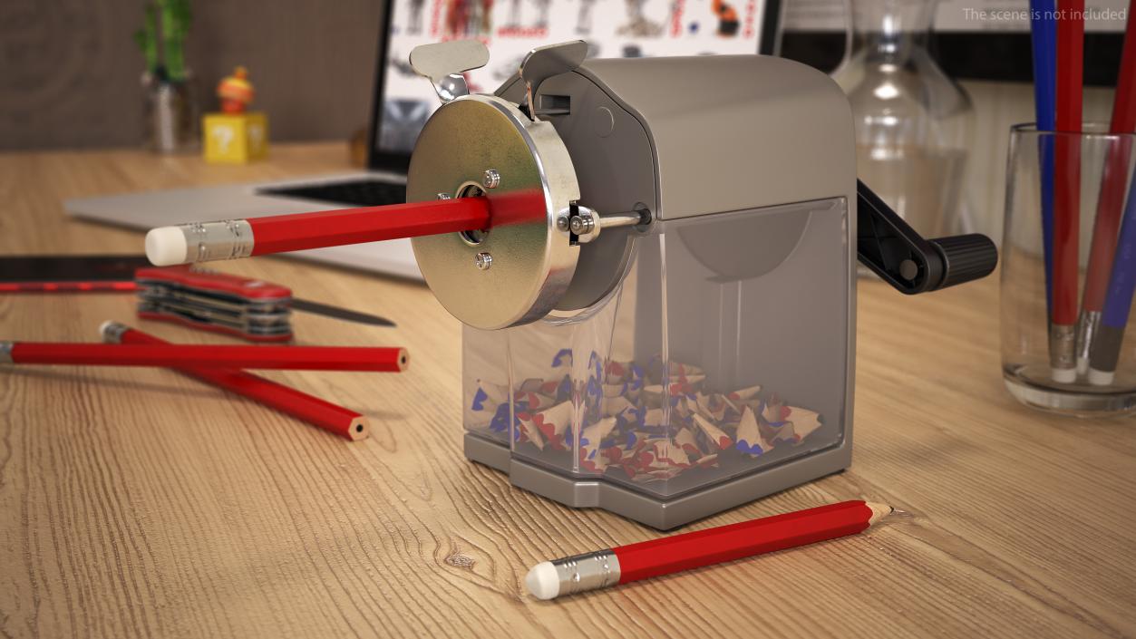 3D model Crank Pencil Sharpener with Pencils