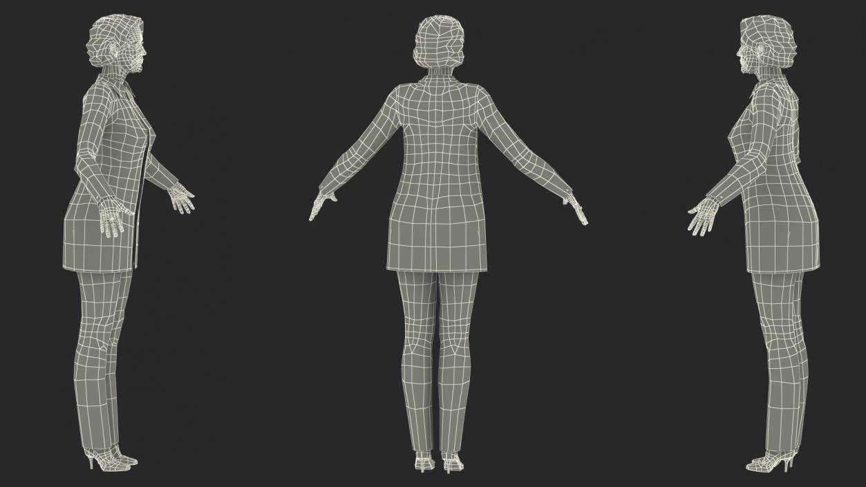 Elderly Lady in Casual Clothes T Pose 3D