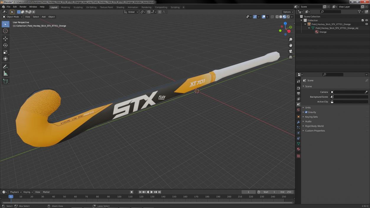 3D model Field Hockey Stick STX XT701 Orange