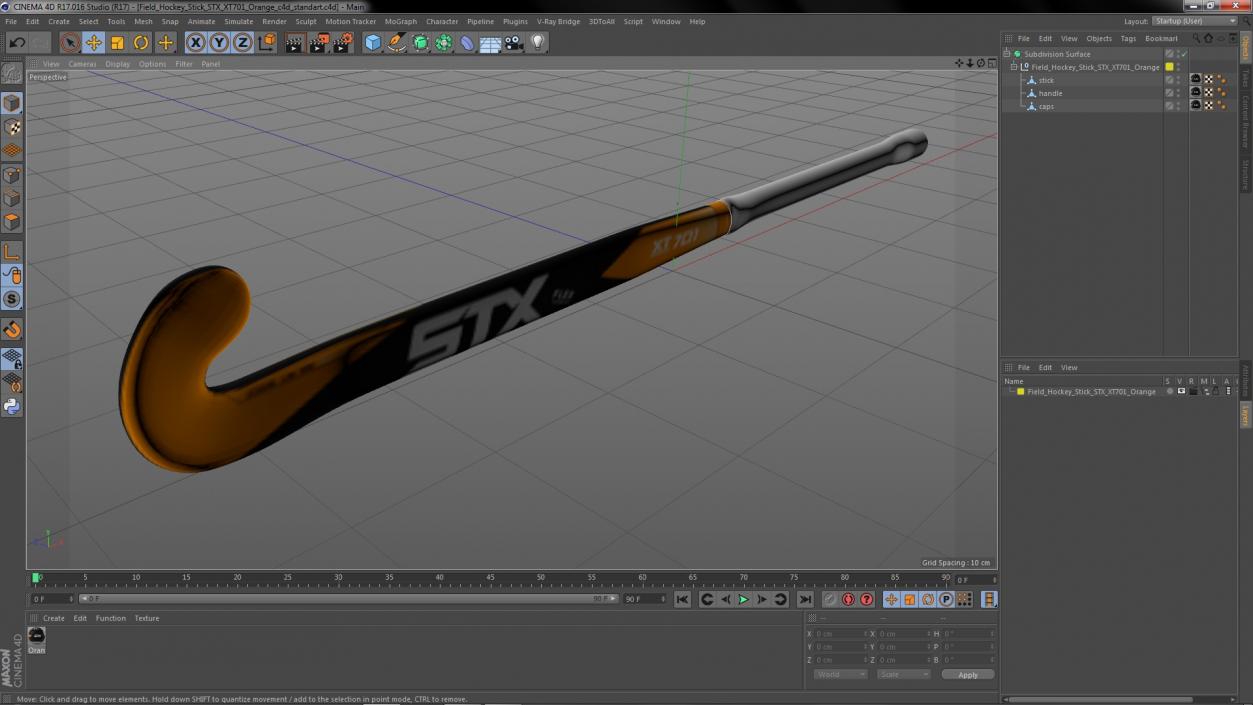 3D model Field Hockey Stick STX XT701 Orange