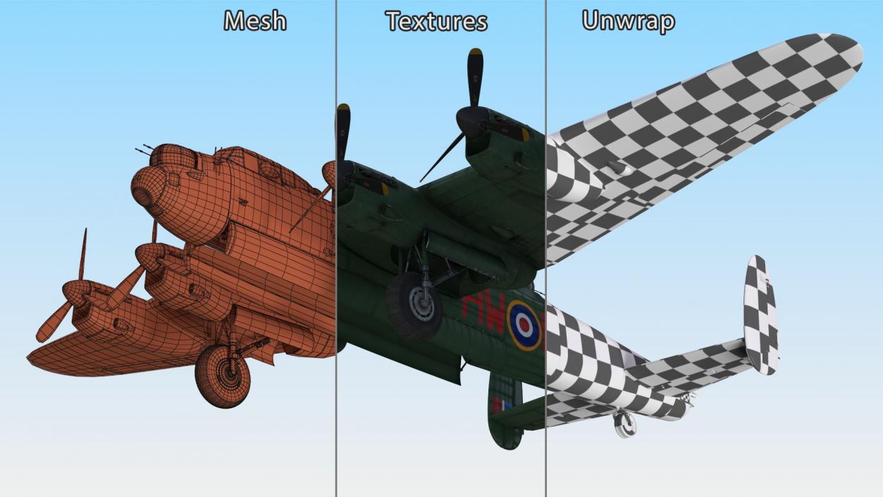 Avro Lancaster Four Engined Heavy Bomber Rigged 3D