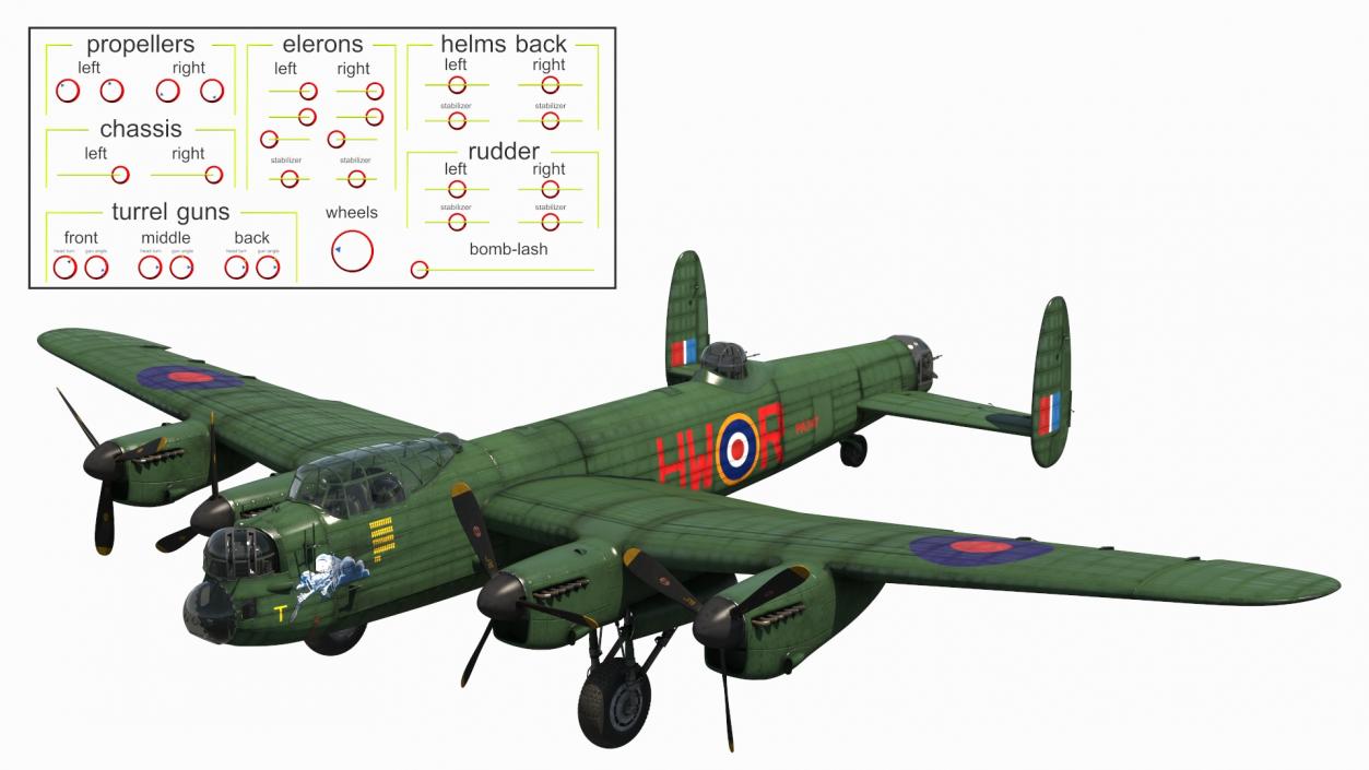 Avro Lancaster Four Engined Heavy Bomber Rigged 3D