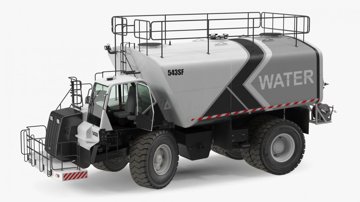 3D White Construction Truck with Grey Water Tank Rigged for Cinema 4D