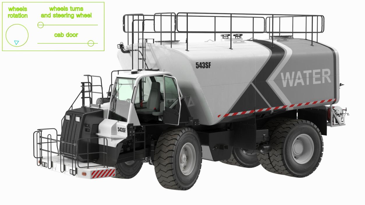 3D White Construction Truck with Grey Water Tank Rigged for Cinema 4D