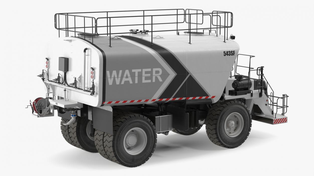 3D White Construction Truck with Grey Water Tank Rigged for Cinema 4D