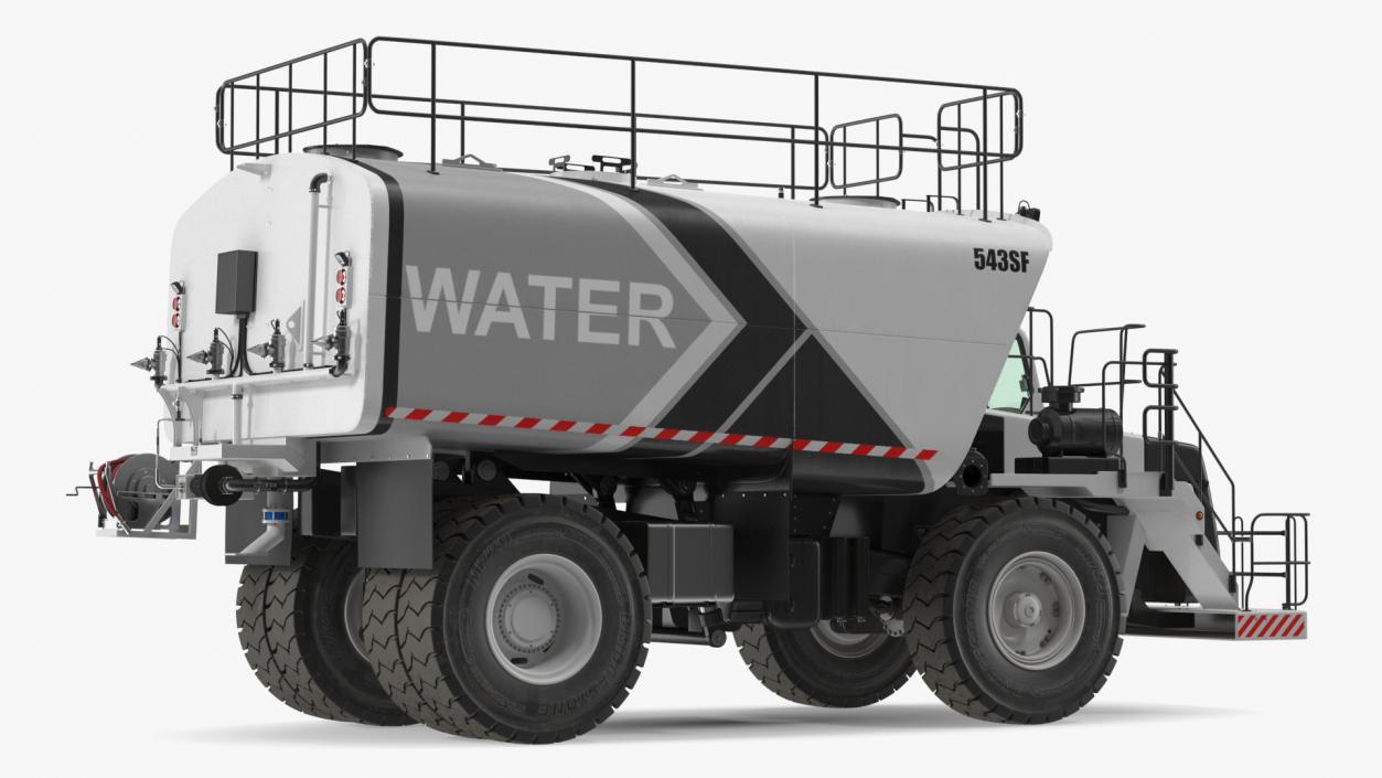 3D White Construction Truck with Grey Water Tank Rigged for Cinema 4D