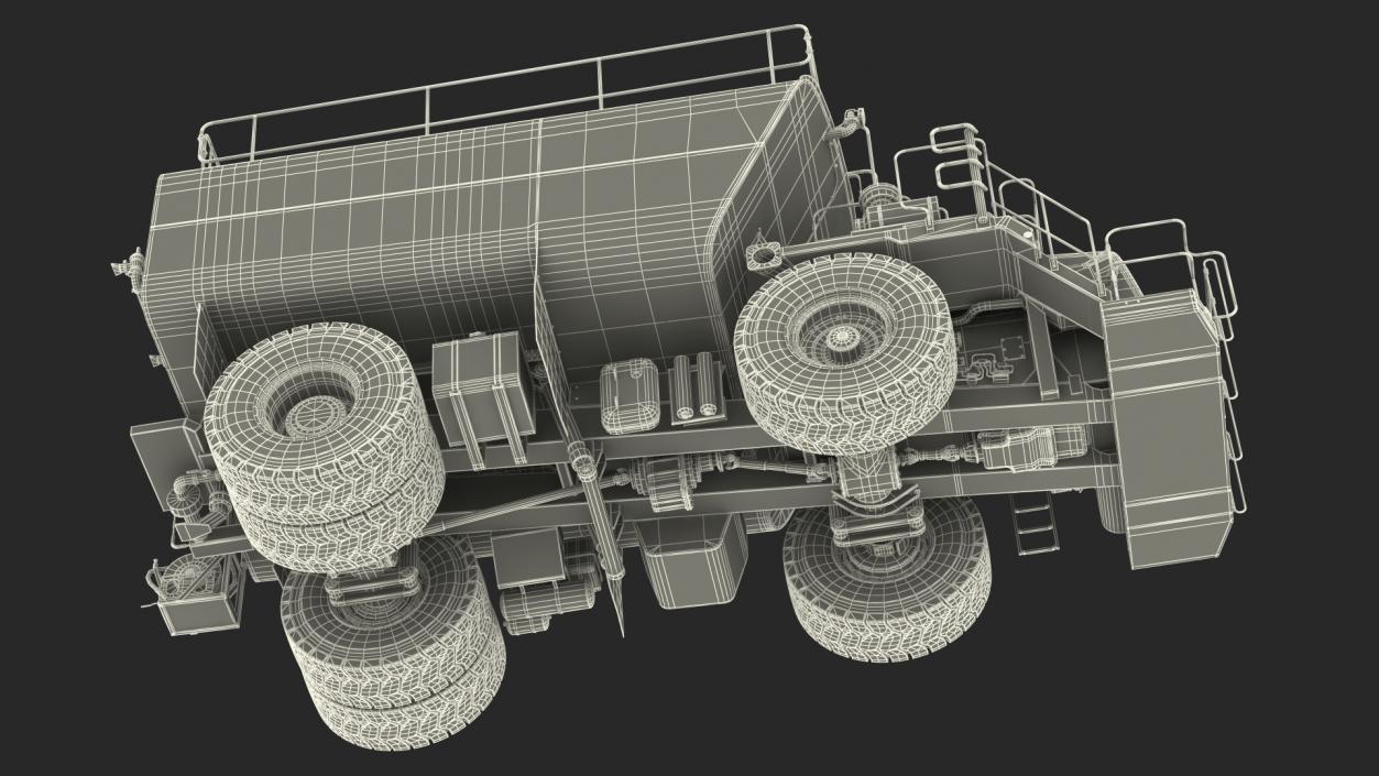 3D White Construction Truck with Grey Water Tank Rigged for Cinema 4D