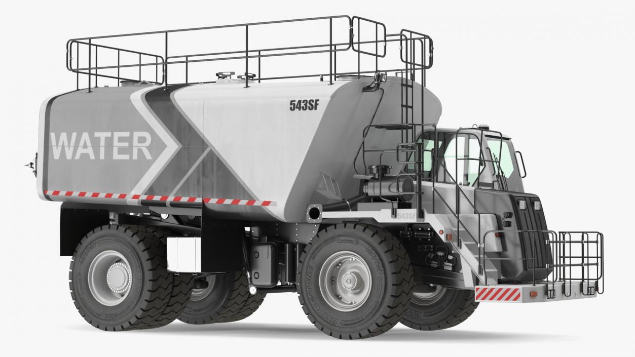 3D White Construction Truck with Grey Water Tank Rigged for Cinema 4D