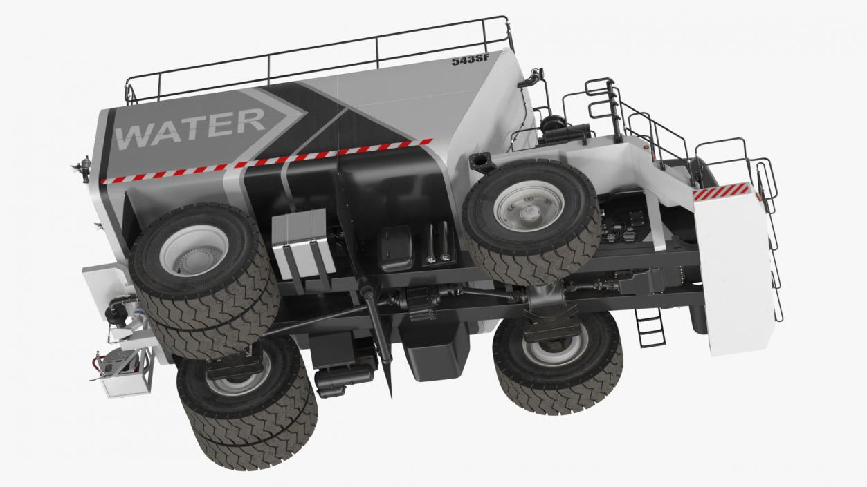 3D White Construction Truck with Grey Water Tank Rigged for Cinema 4D