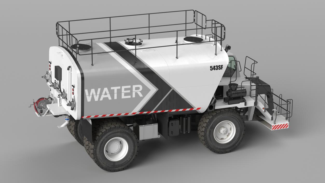 3D White Construction Truck with Grey Water Tank Rigged for Cinema 4D