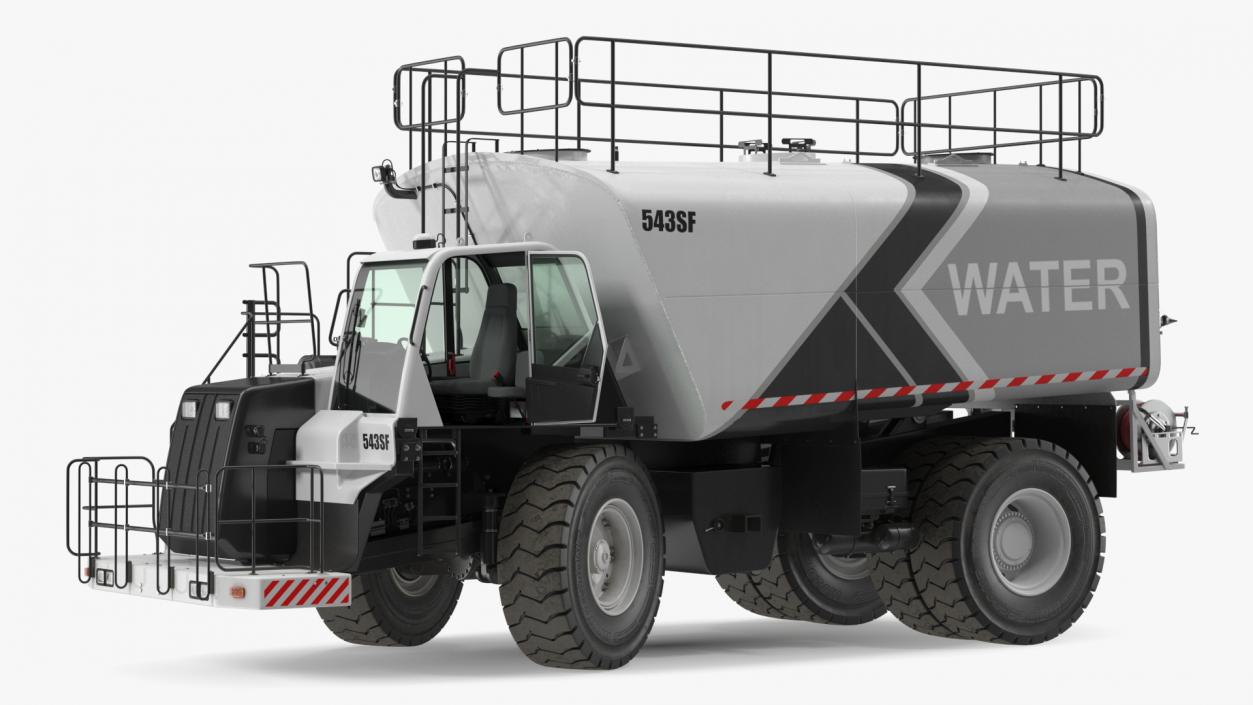 3D White Construction Truck with Grey Water Tank Rigged for Cinema 4D