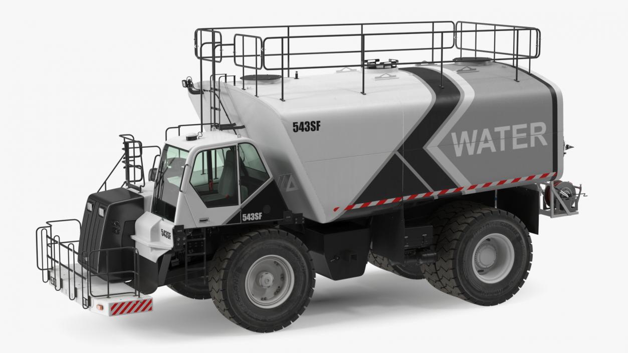 3D White Construction Truck with Grey Water Tank Rigged for Cinema 4D