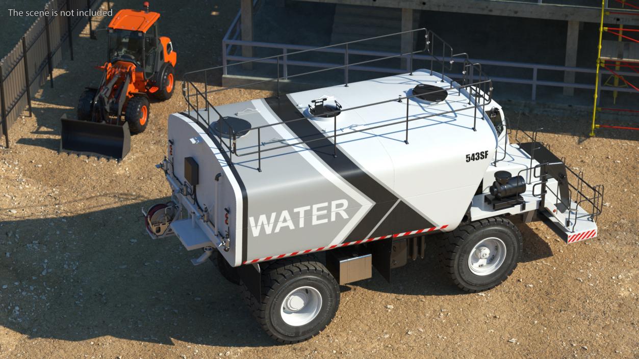 3D White Construction Truck with Grey Water Tank Rigged for Cinema 4D