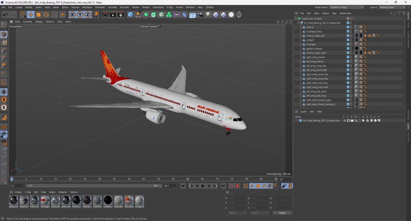 3D Air India Boeing 787-9 Dreamliner model