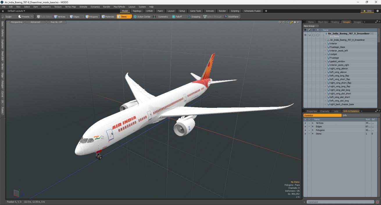 3D Air India Boeing 787-9 Dreamliner model