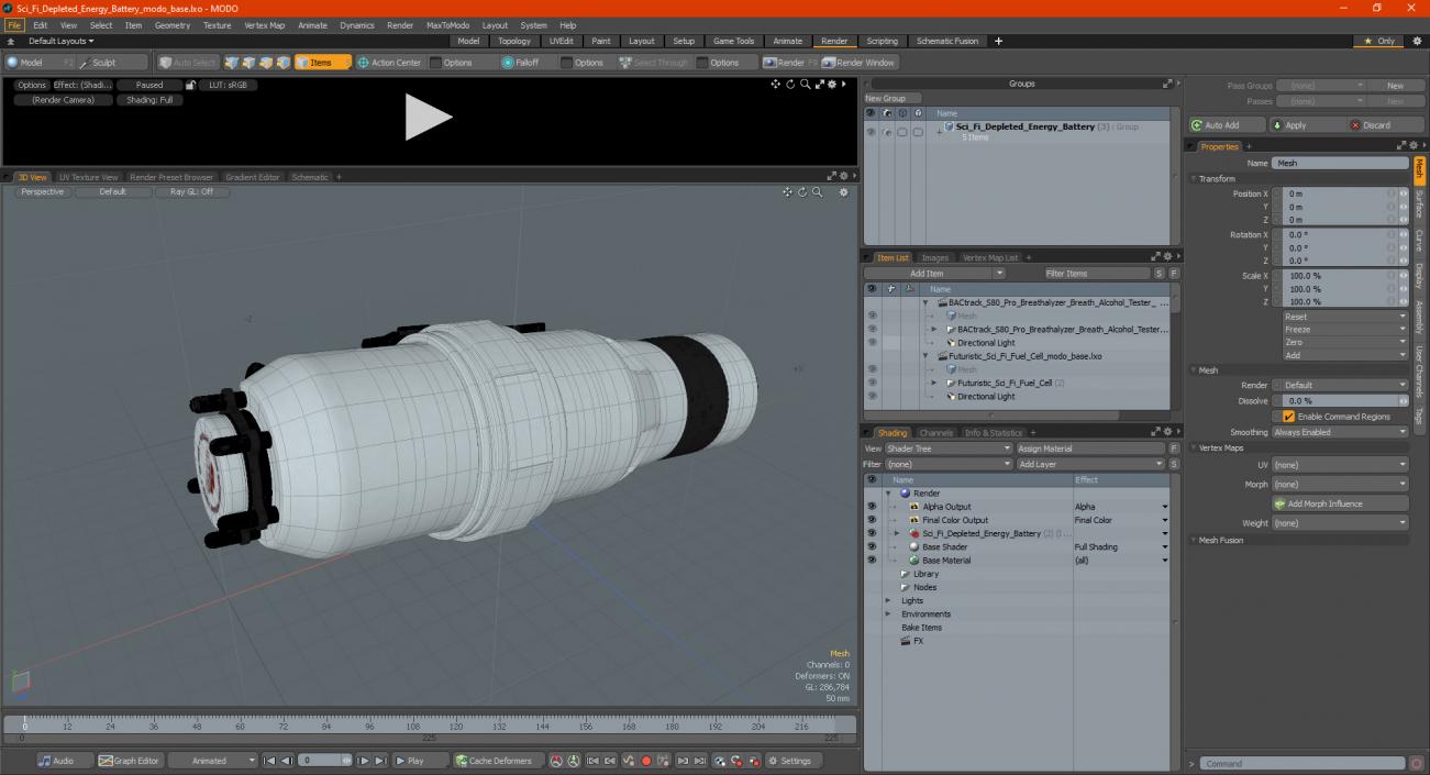 3D model Sci Fi Depleted Energy Battery