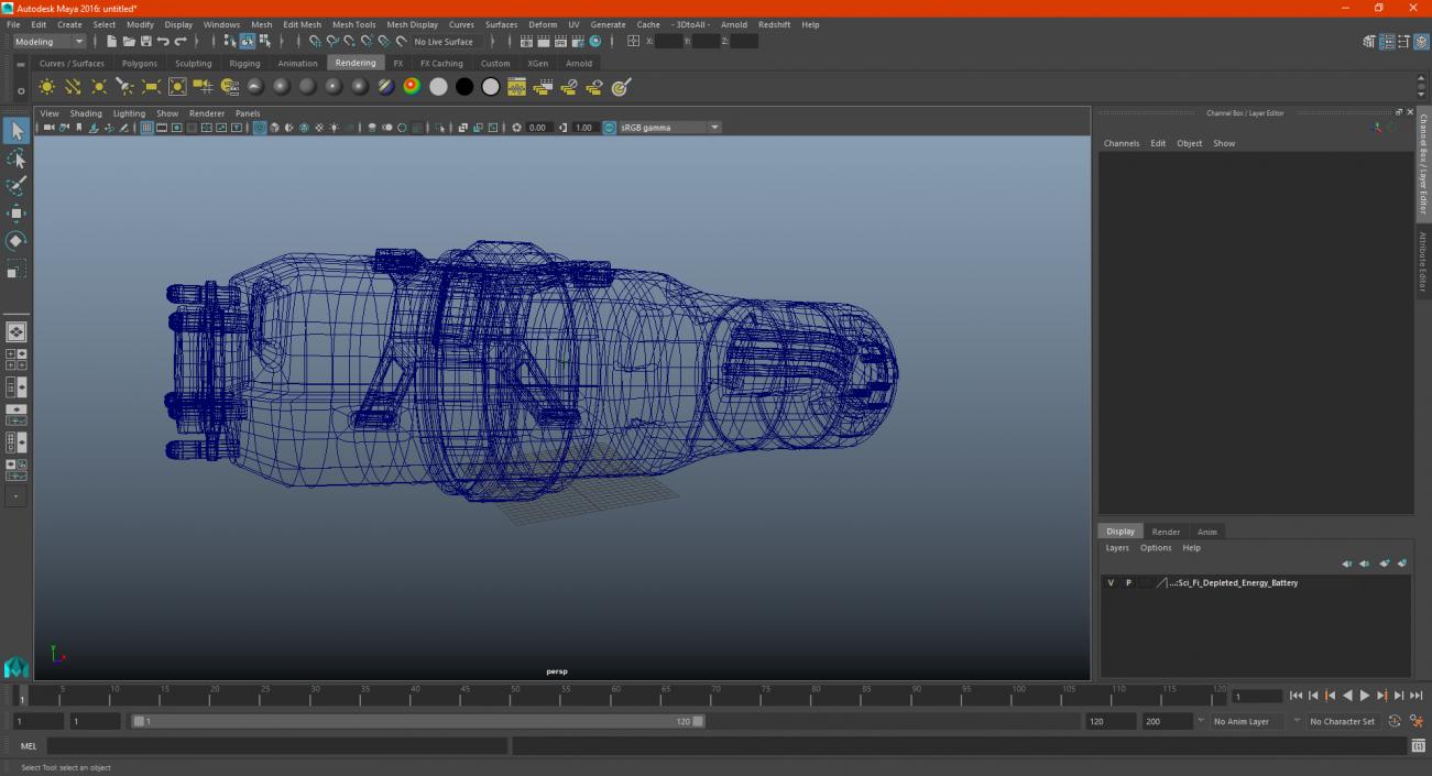 3D model Sci Fi Depleted Energy Battery