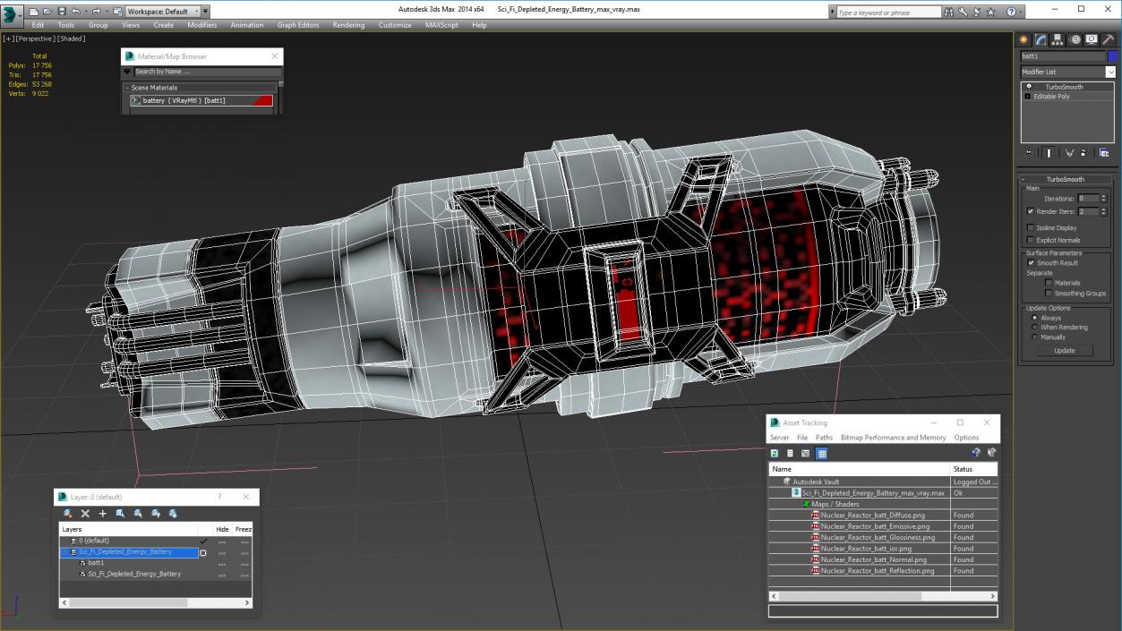 3D model Sci Fi Depleted Energy Battery