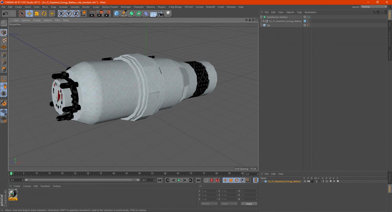 3D model Sci Fi Depleted Energy Battery