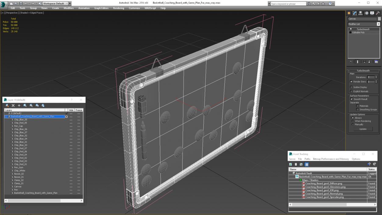 Basketball Coaching Board with Game Plan Fur 3D model