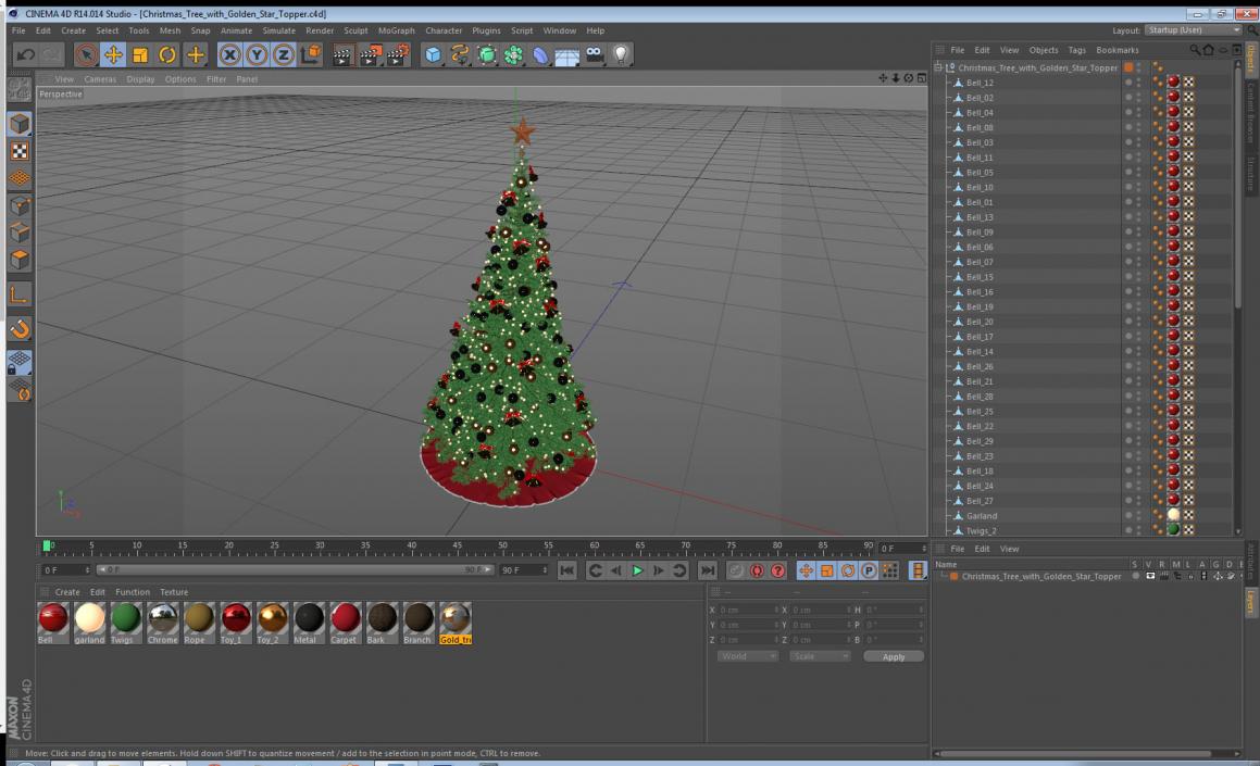 3D Christmas Tree with Golden Star Topper model