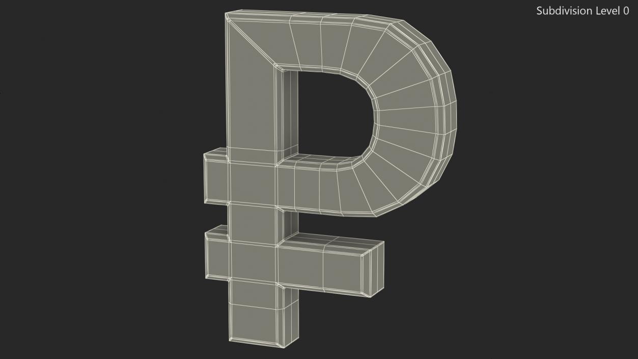 Russian Rouble Currency Symbol Silver 3D