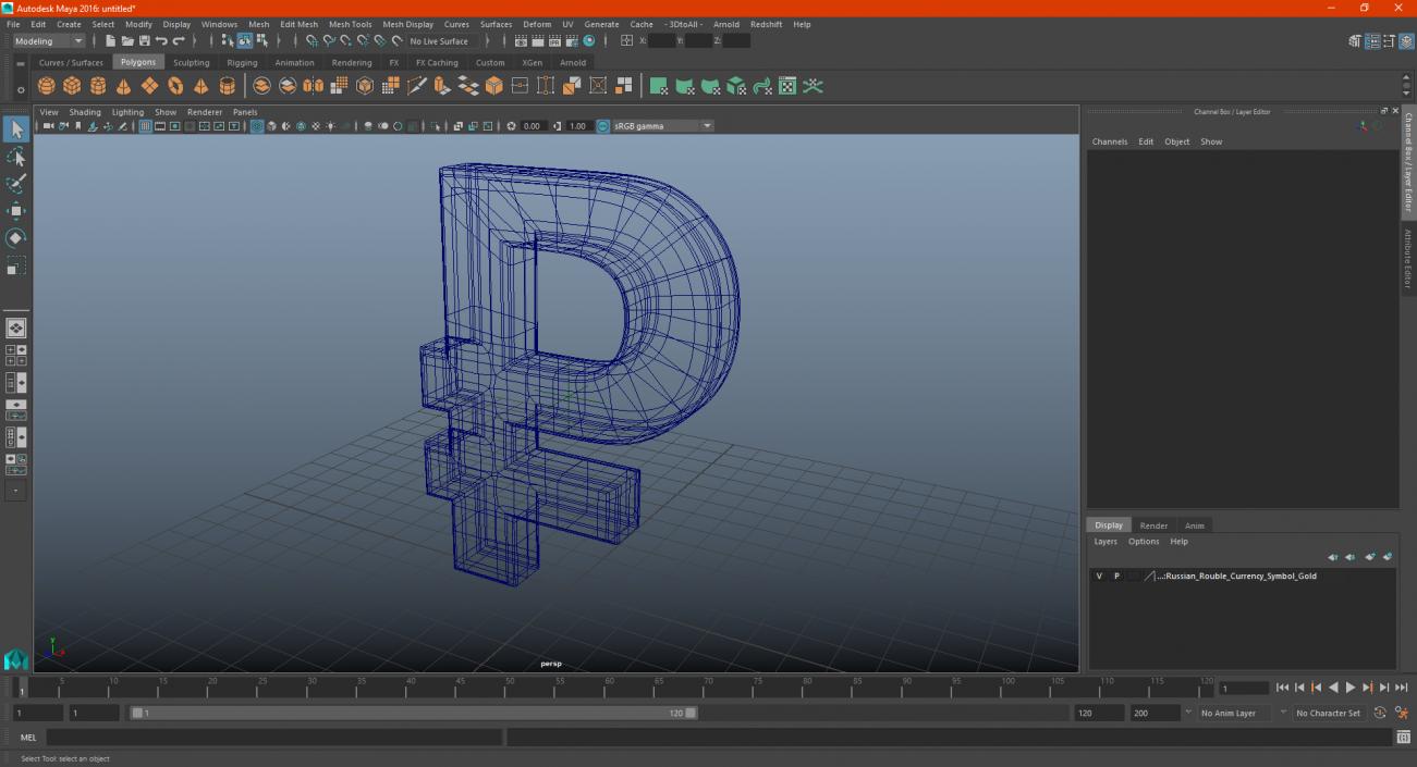 Russian Rouble Currency Symbol Silver 3D