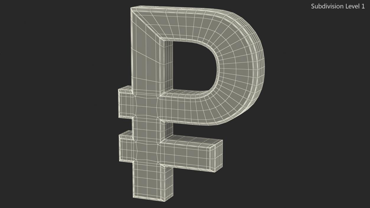 Russian Rouble Currency Symbol Silver 3D