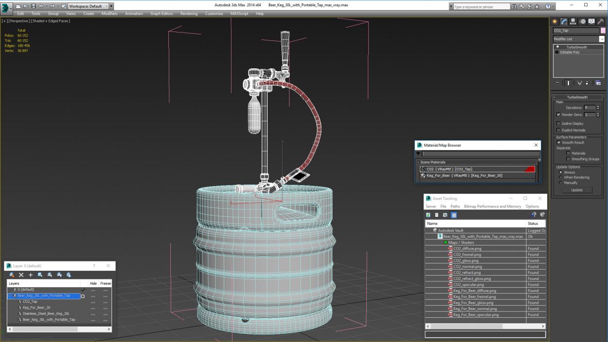 3D model Beer Keg 30L with Portable Tap