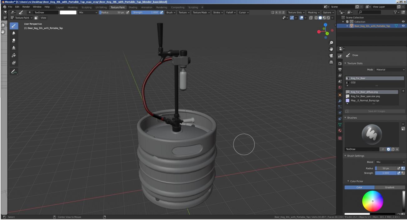 3D model Beer Keg 30L with Portable Tap