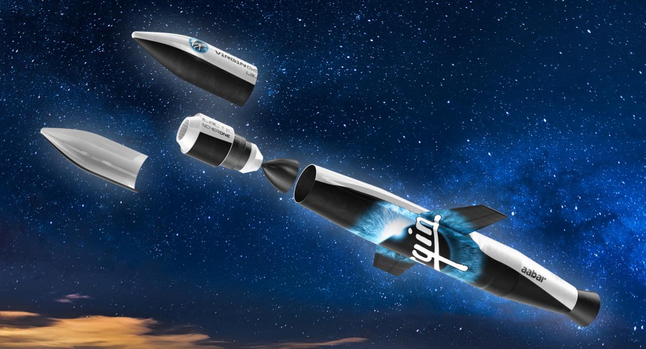 Virgin Galactic Rocket with Satellite 3D