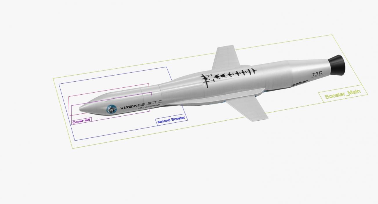 Virgin Galactic Rocket with Satellite 3D