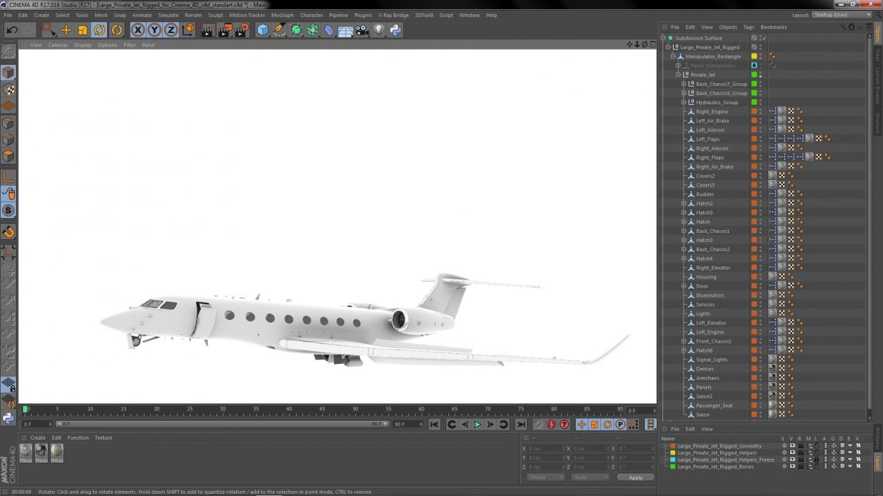 3D Large Private Jet Rigged for Cinema 4D model