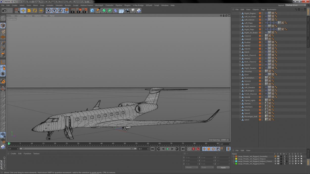 3D Large Private Jet Rigged for Cinema 4D model