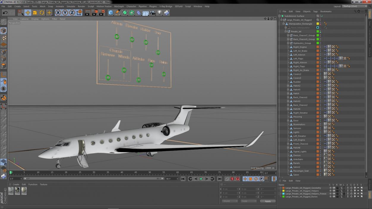 3D Large Private Jet Rigged for Cinema 4D model