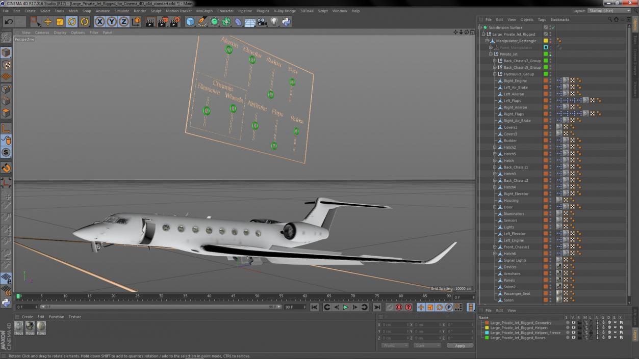 3D Large Private Jet Rigged for Cinema 4D model