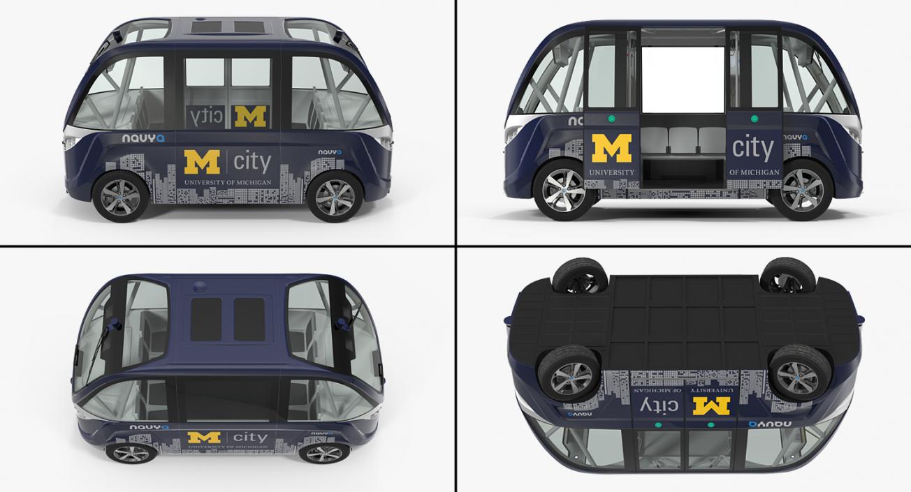 Self Driving Buses Collection 3D model