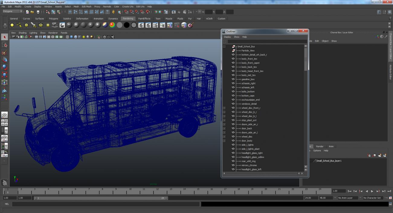 3D Small School Bus