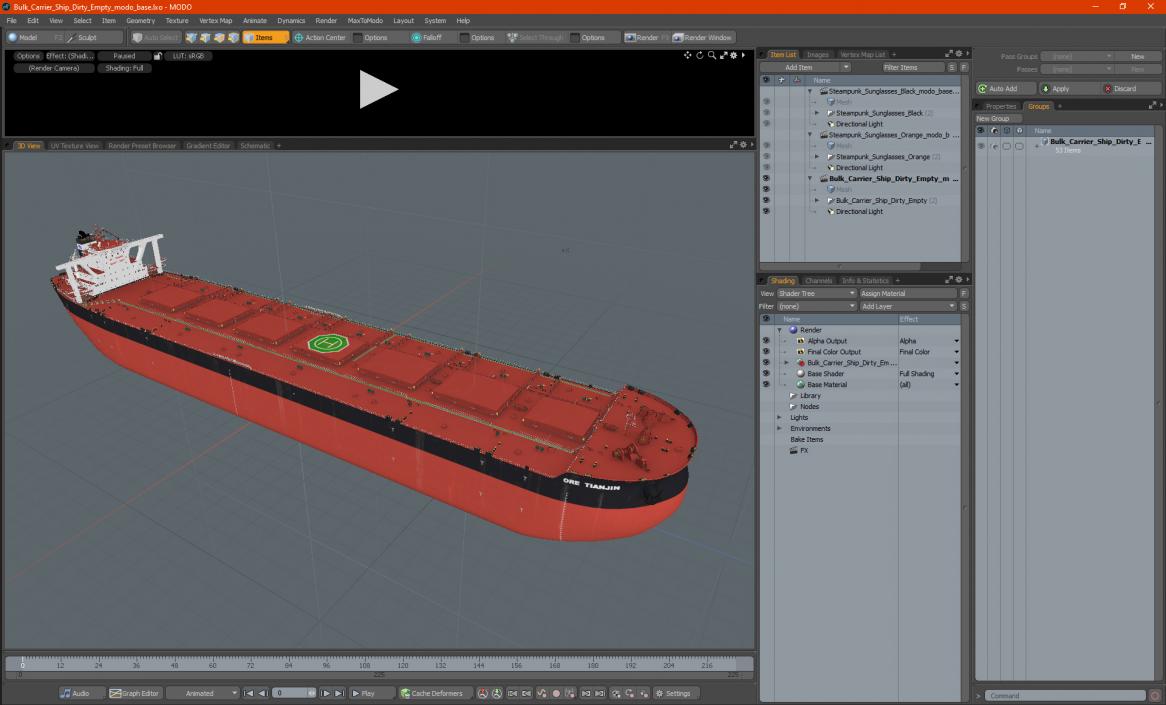 Bulk Carrier Ship Dirty Empty 3D model