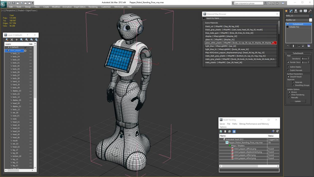 3D Pepper Robot Standing Pose