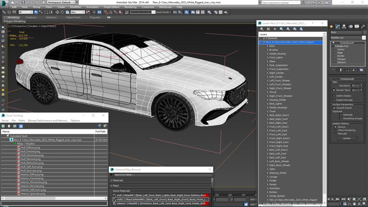 3D New E-Class Mercedes 2023 White Rigged model