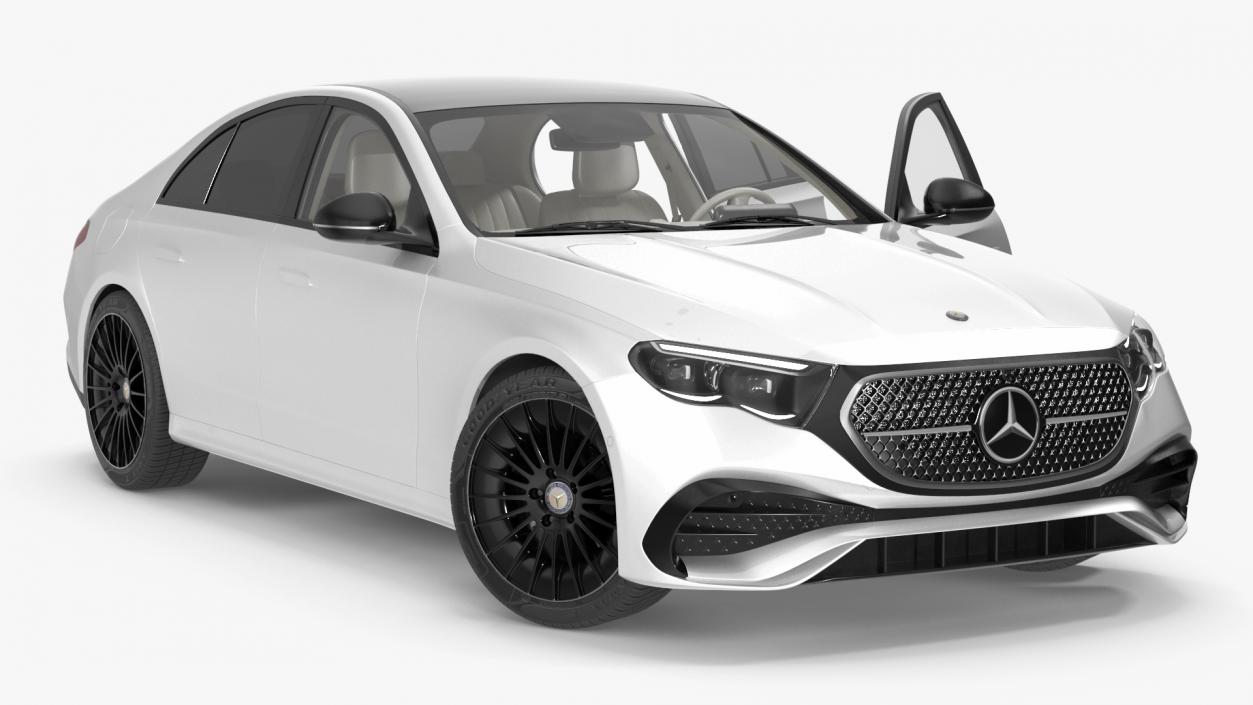 3D New E-Class Mercedes 2023 White Rigged model