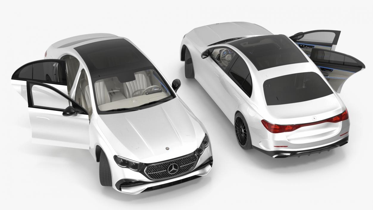 3D New E-Class Mercedes 2023 White Rigged model